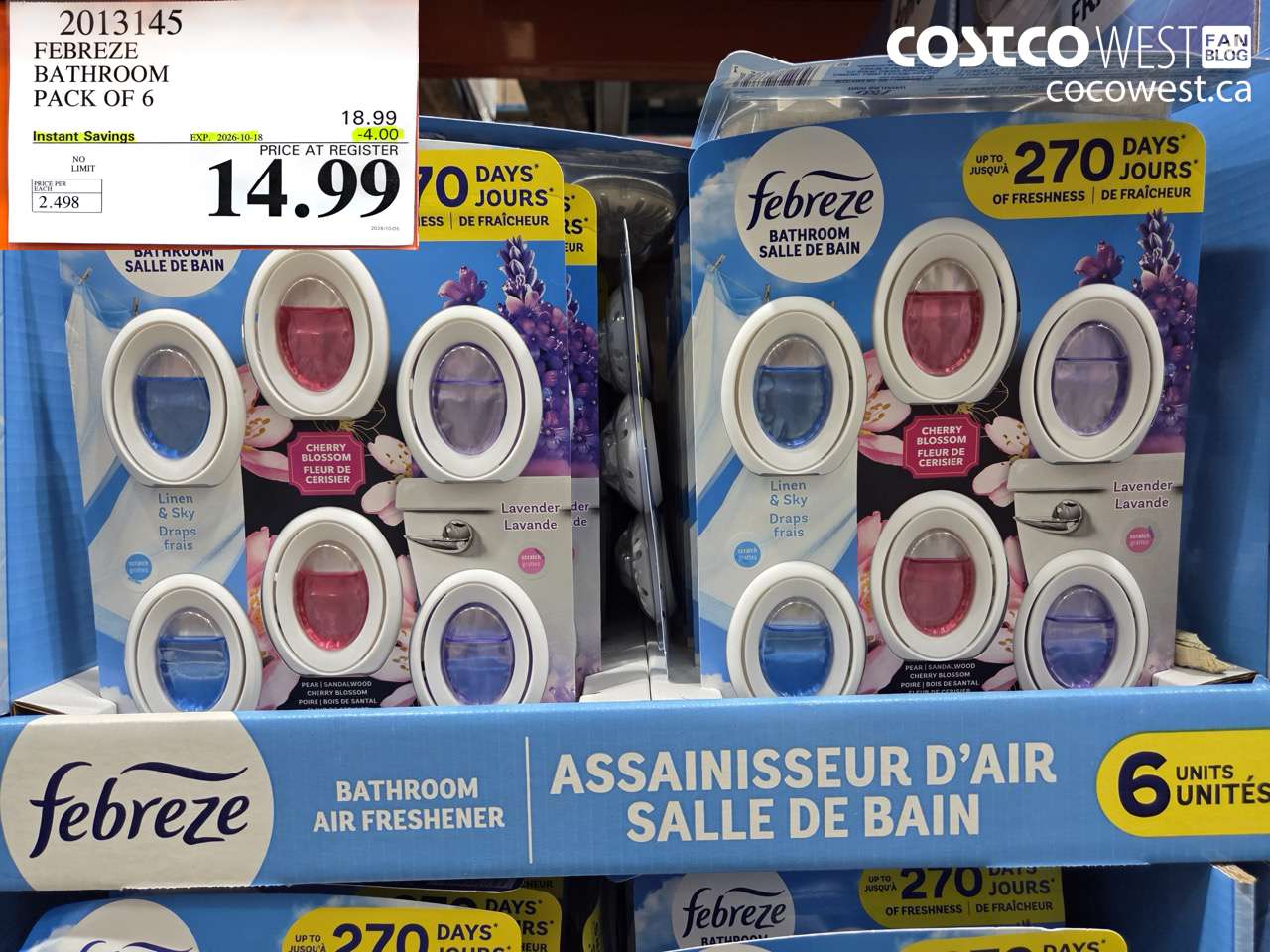 2013145 FEBREZE BATHROOM PACK OF 6 ($4.00 INSTANT SAVINGS EXPIRES ON 2026-10-18) $14.99