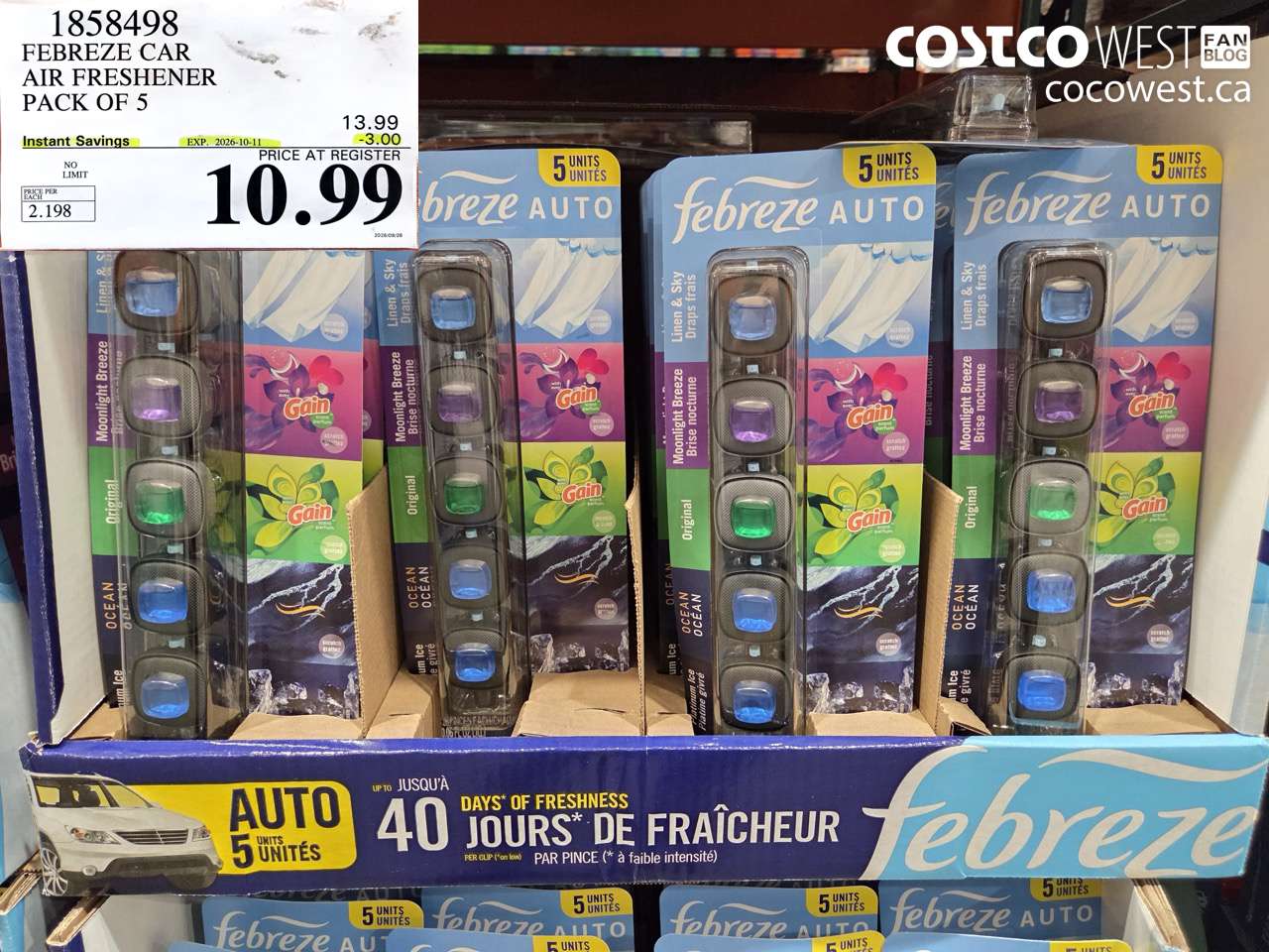 1858498 FEBREZE CAR AIR FRESHENER PACK OF 5 ($3.00 INSTANT SAVINGS EXPIRES ON 2026-10-11) $10.99