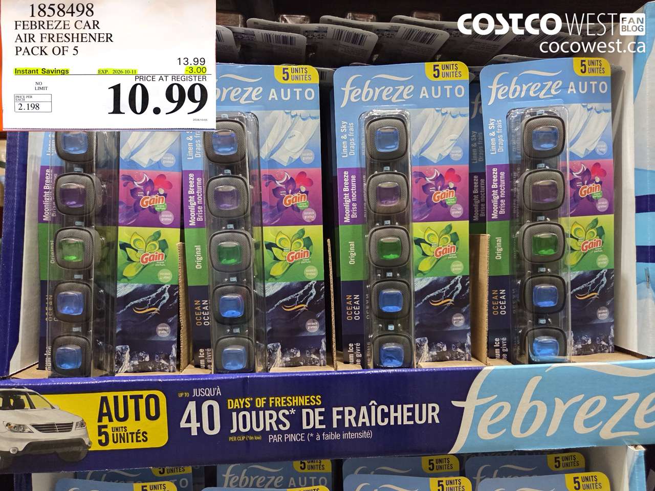 1858498 FEBREZE CAR AIR FRESHENER PACK OF 5 ($3.00 INSTANT SAVINGS EXPIRES ON 2026-10-11) $10.99