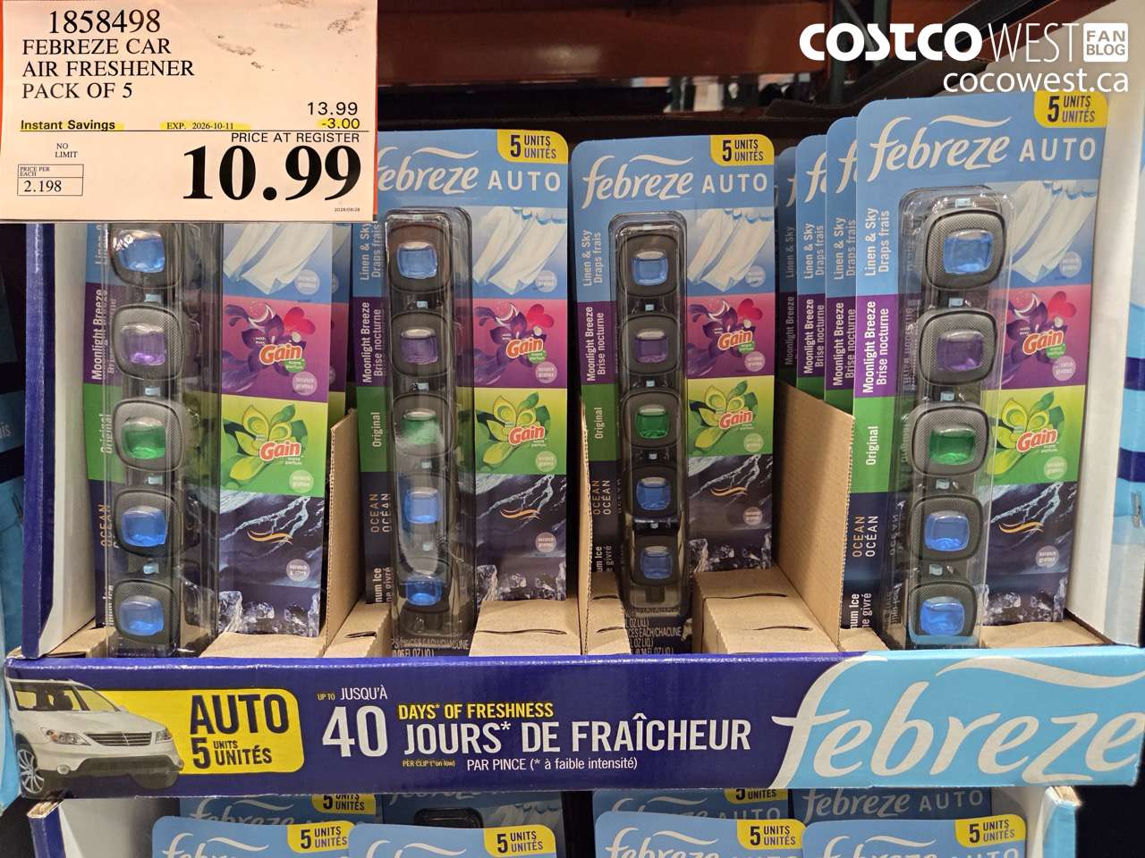 1858498 FEBREZE CAR AIR FRESHENER PACK OF 5 ($3.00 INSTANT SAVINGS EXPIRES ON 2026-10-11) $10.99