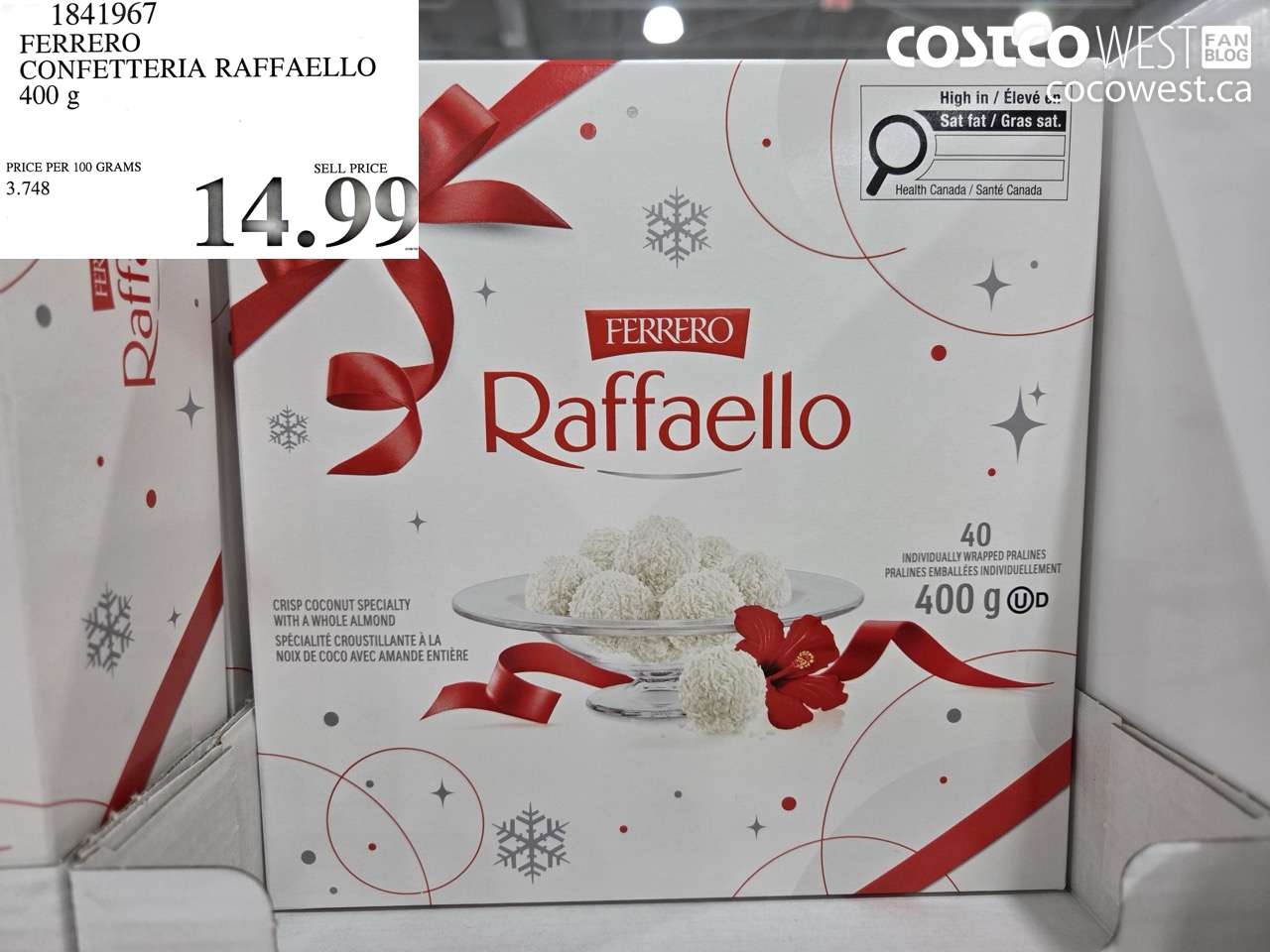 1841967 FERRERO CONFETTERIA RAFFAELLO 400 G $14.99