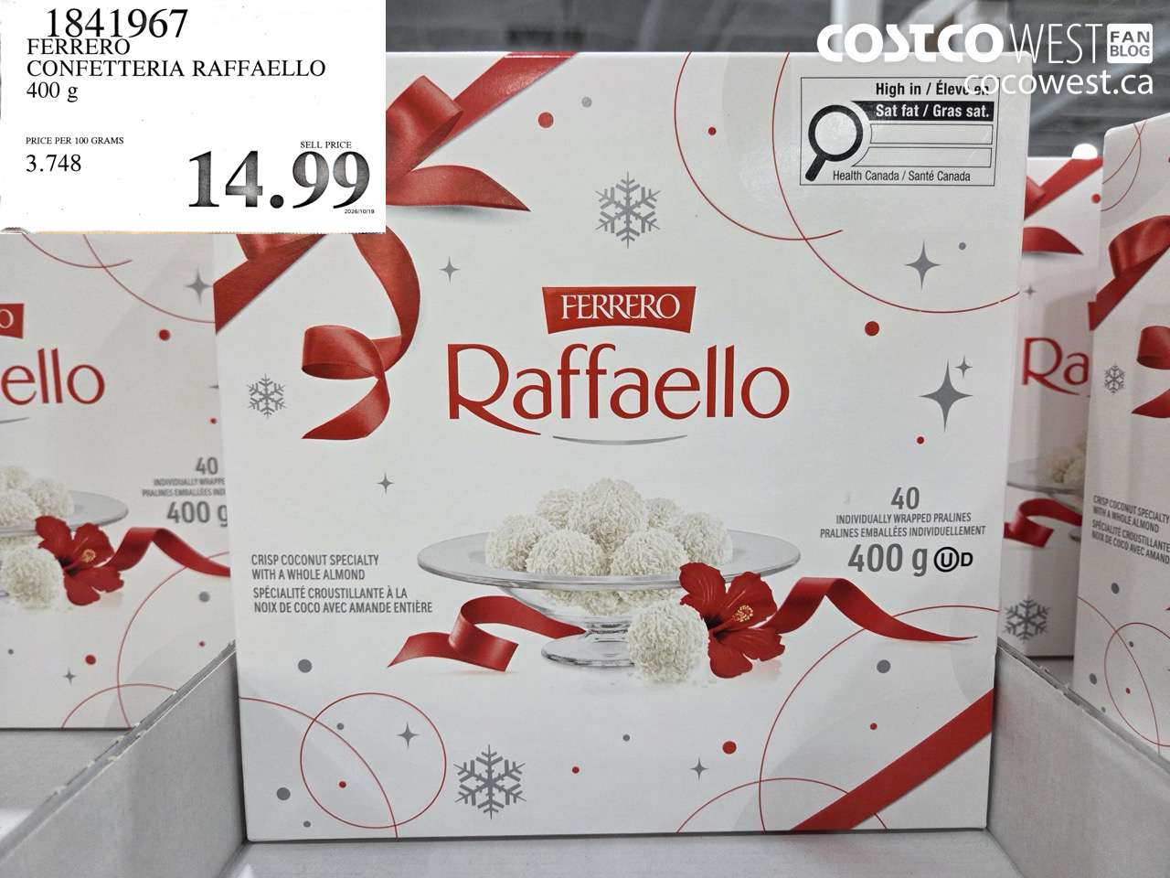 1841967 FERRERO CONFETTERIA RAFFAELLO 400 G $14.99