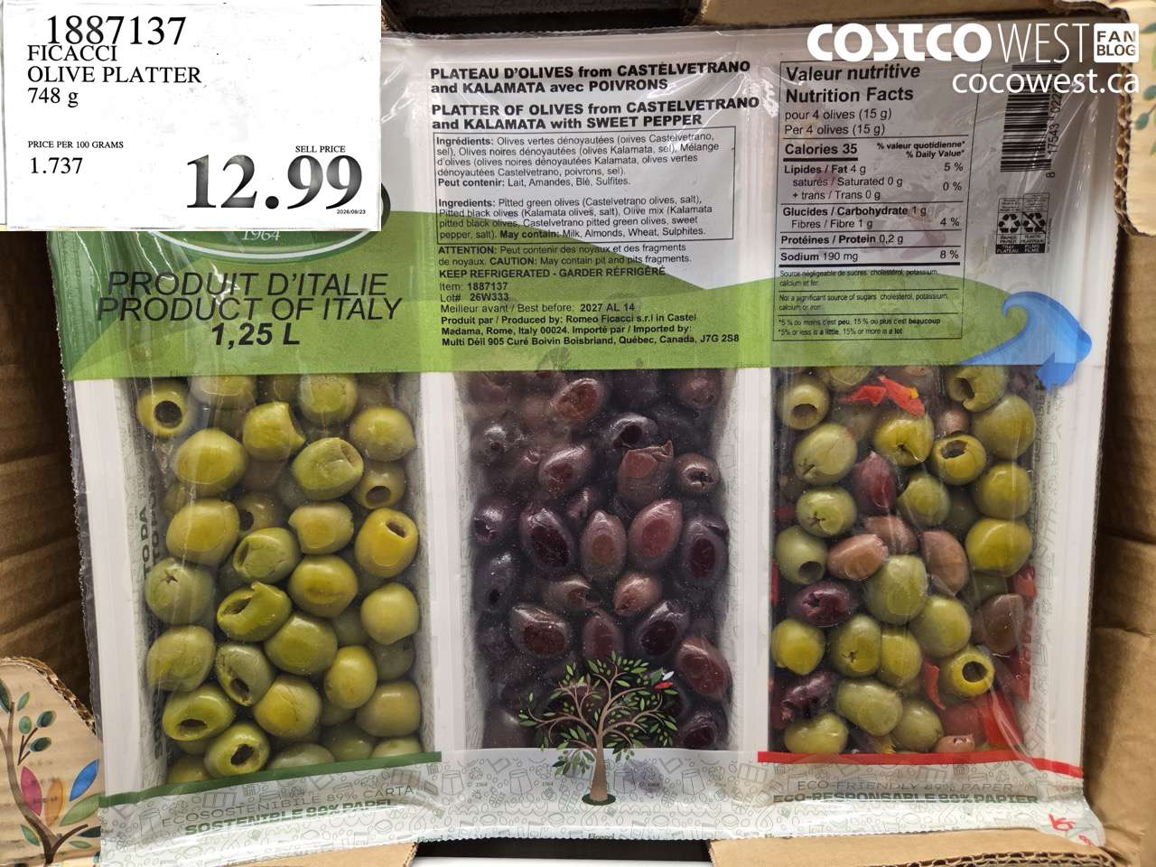 1887137 FICACCI OLIVE PLATTER 748 G $12.99
