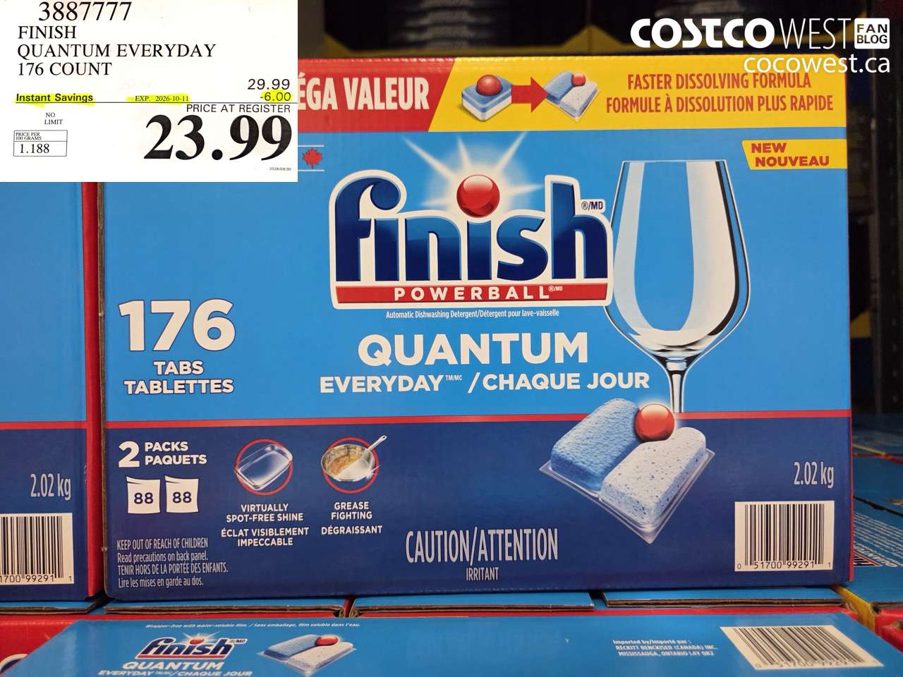 3887777 FINISH QUANTUM EVERYDAY 176 COUNT ($6.00 INSTANT SAVINGS EXPIRES ON 2026-10-11) $23.99