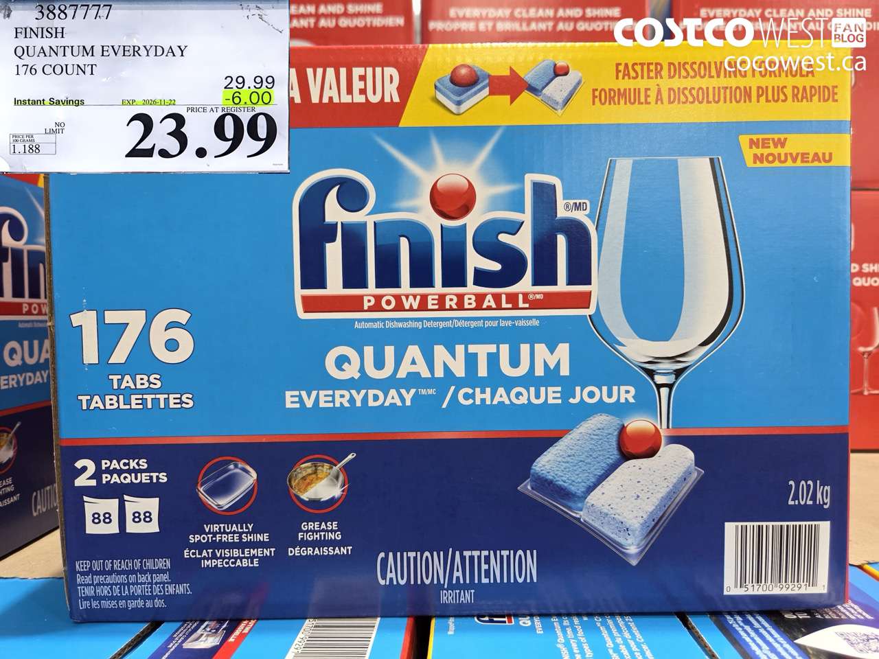 3887777 FINISH QUANTUM EVERYDAY 176 COUNT ($6.00 INSTANT SAVINGS EXPIRES ON 2026-11-22) $23.99