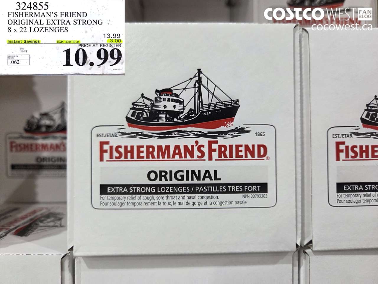324855 FISHERMAN'S FRIEND ORIGINAL EXTRA STRONG 8 X 22 LOZENGES ($3.00 INSTANT SAVINGS EXPIRES ON 2026-10-25) $10.99