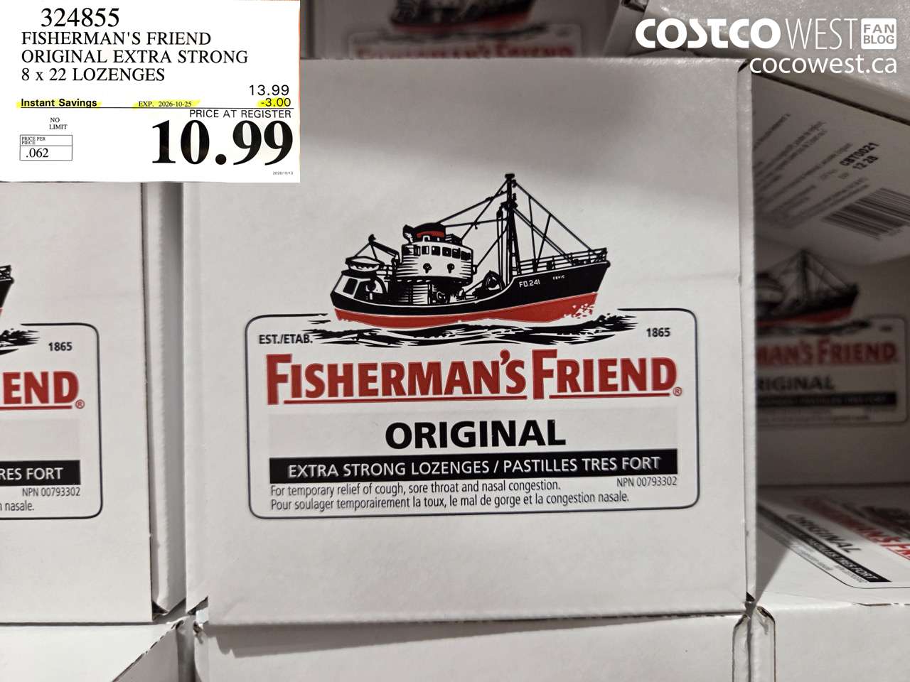 324855 FISHERMAN'S FRIEND ORIGINAL EXTRA STRONG 8 X 22 LOZENGES ($3.00 INSTANT SAVINGS EXPIRES ON 2026-10-25) $10.99