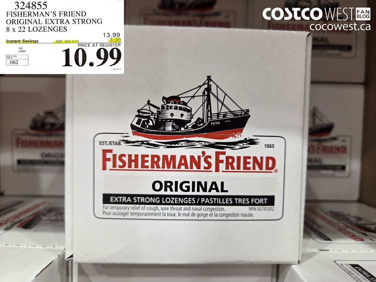 324855 FISHERMAN'S FRIEND ORIGINAL EXTRA STRONG 8 X 22 LOZENGES ($3.00 INSTANT SAVINGS EXPIRES ON 2026-10-25) $10.99