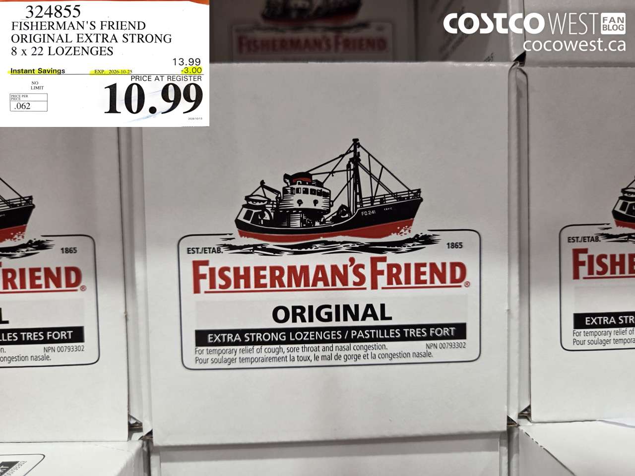 324855 FISHERMAN'S FRIEND ORIGINAL EXTRA STRONG 8 X 22 LOZENGES ($3.00 INSTANT SAVINGS EXPIRES ON 2026-10-25) $10.99