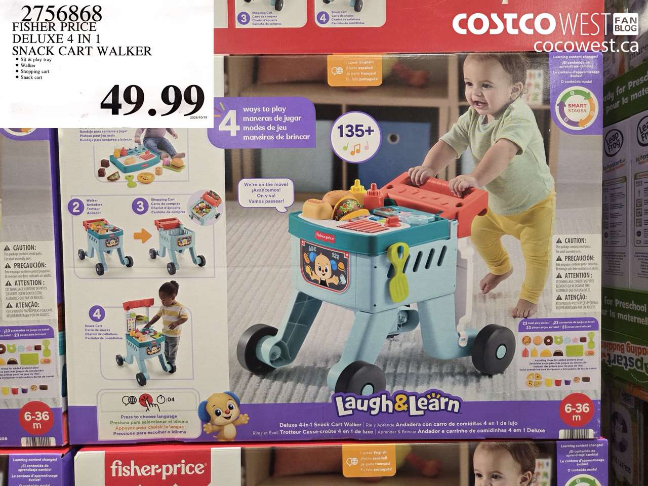 2756868 FISHER PRICE DELUXE 4 IN 1 SNACK CART WALKER $49.99