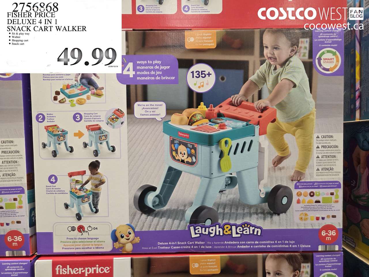 2756868 FISHER PRICE DELUXE 4 IN 1 SNACK CART WALKER $49.99