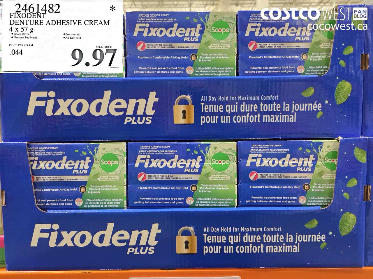 2461482 FIXODENT DENTURE ADHESIVE CREAM 4 X 57 G $9.97