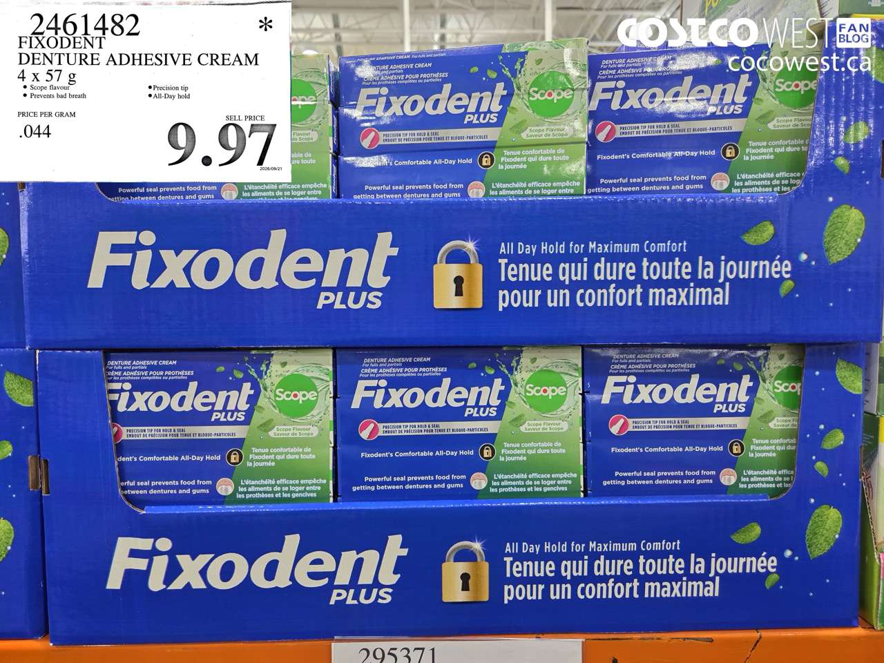 2461482 FIXODENT DENTURE ADHESIVE CREAM 4 X 57 G $9.97