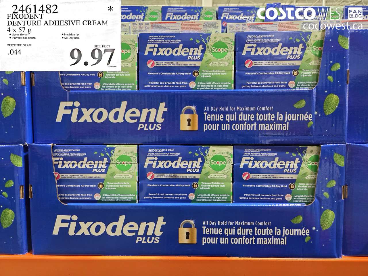 2461482 FIXODENT DENTURE ADHESIVE CREAM 4 X 57 G $9.97