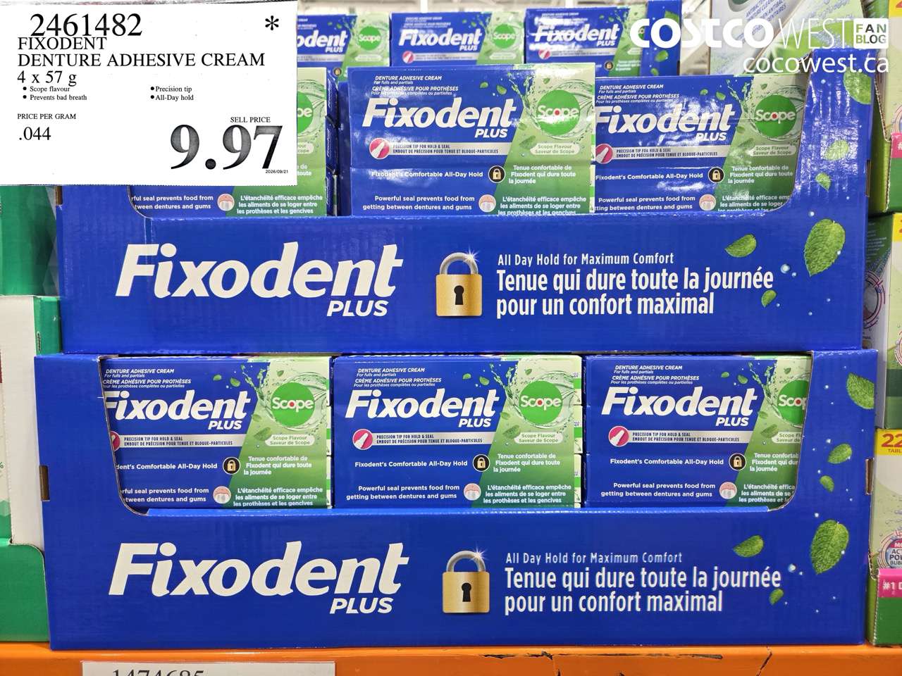 2461482 FIXODENT DENTURE ADHESIVE CREAM 4 X 57 G $9.97