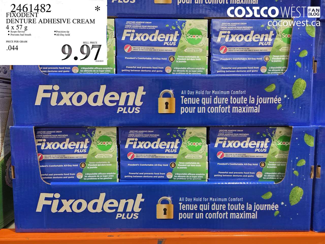 2461482 FIXODENT DENTURE ADHESIVE CREAM 4 X 57 G $9.97