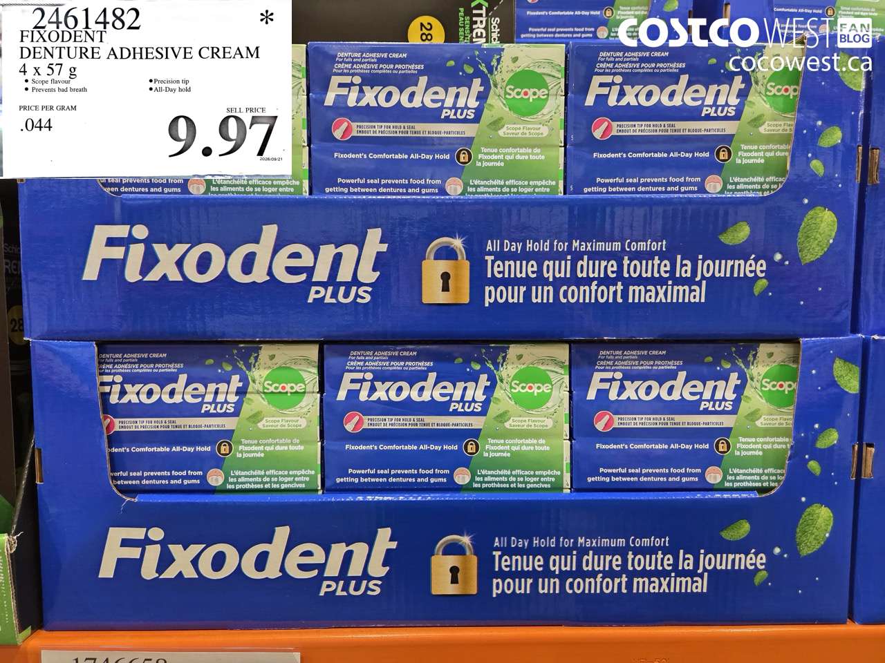 2461482 FIXODENT DENTURE ADHESIVE CREAM 4 X 57 G $9.97
