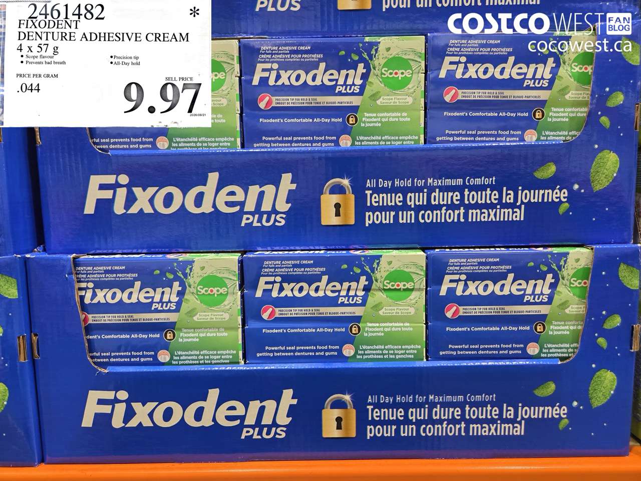 2461482 FIXODENT DENTURE ADHESIVE CREAM 4 X 57 G $9.97