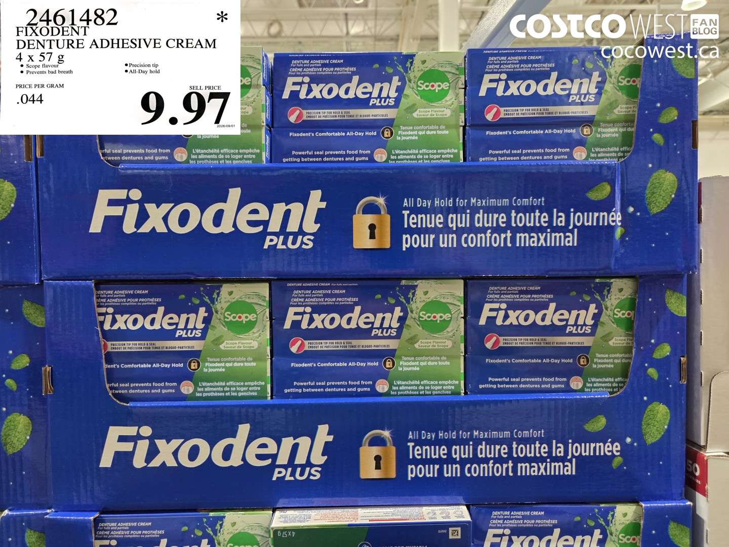 2461482 FIXODENT DENTURE ADHESIVE CREAM 4 X 57 G $9.97