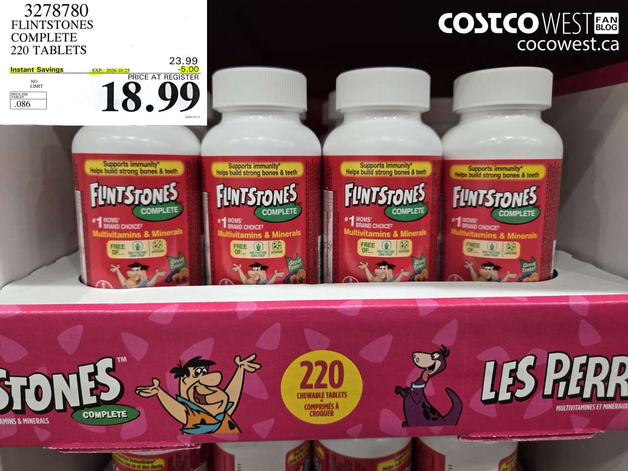 3278780 FLINTSTONES COMPLETE 220 TABLETS ($5.00 INSTANT SAVINGS EXPIRES ON 2026-10-25) $18.99