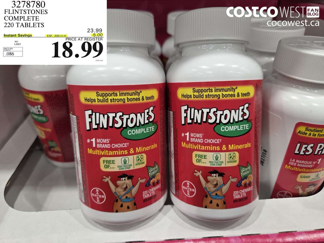 3278780 FLINTSTONES COMPLETE 220 TABLETS ($5.00 INSTANT SAVINGS EXPIRES ON 2026-11-01) $18.99