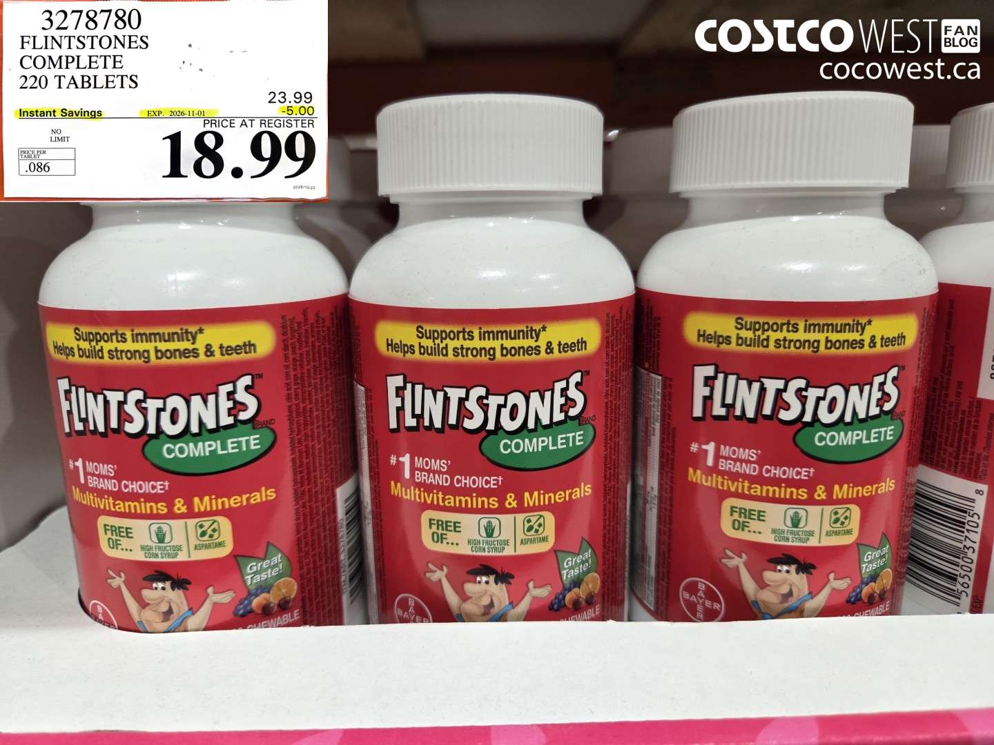 3278780 FLINTSTONES COMPLETE 220 TABLETS ($5.00 INSTANT SAVINGS EXPIRES ON 2026-11-01) $18.99