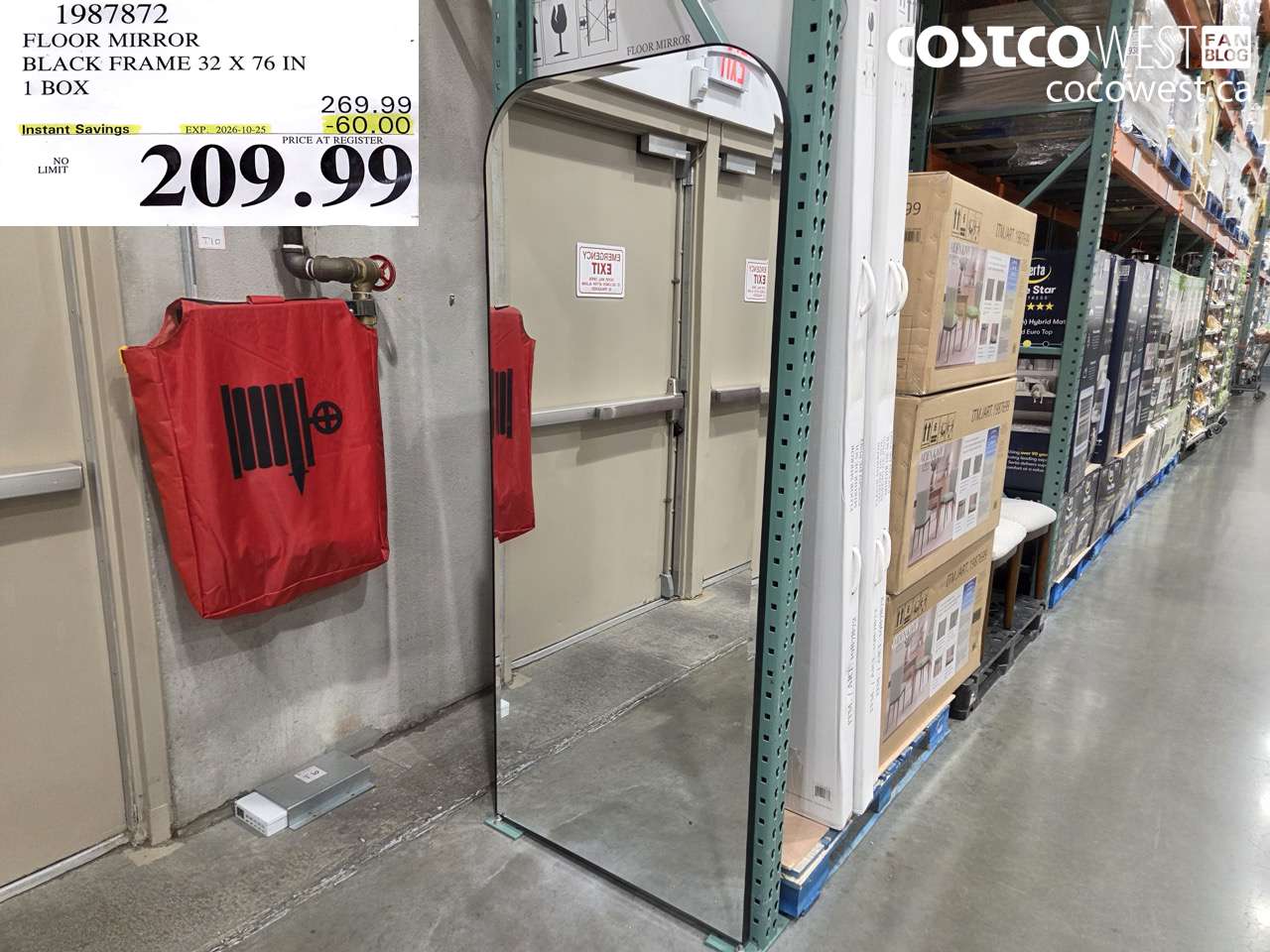 1987872 FLOOR MIRROR BLACK FRAME 32 X 76 IN 1 BOX ($60.00 INSTANT SAVINGS EXPIRES ON 2026-10-25) $209.99