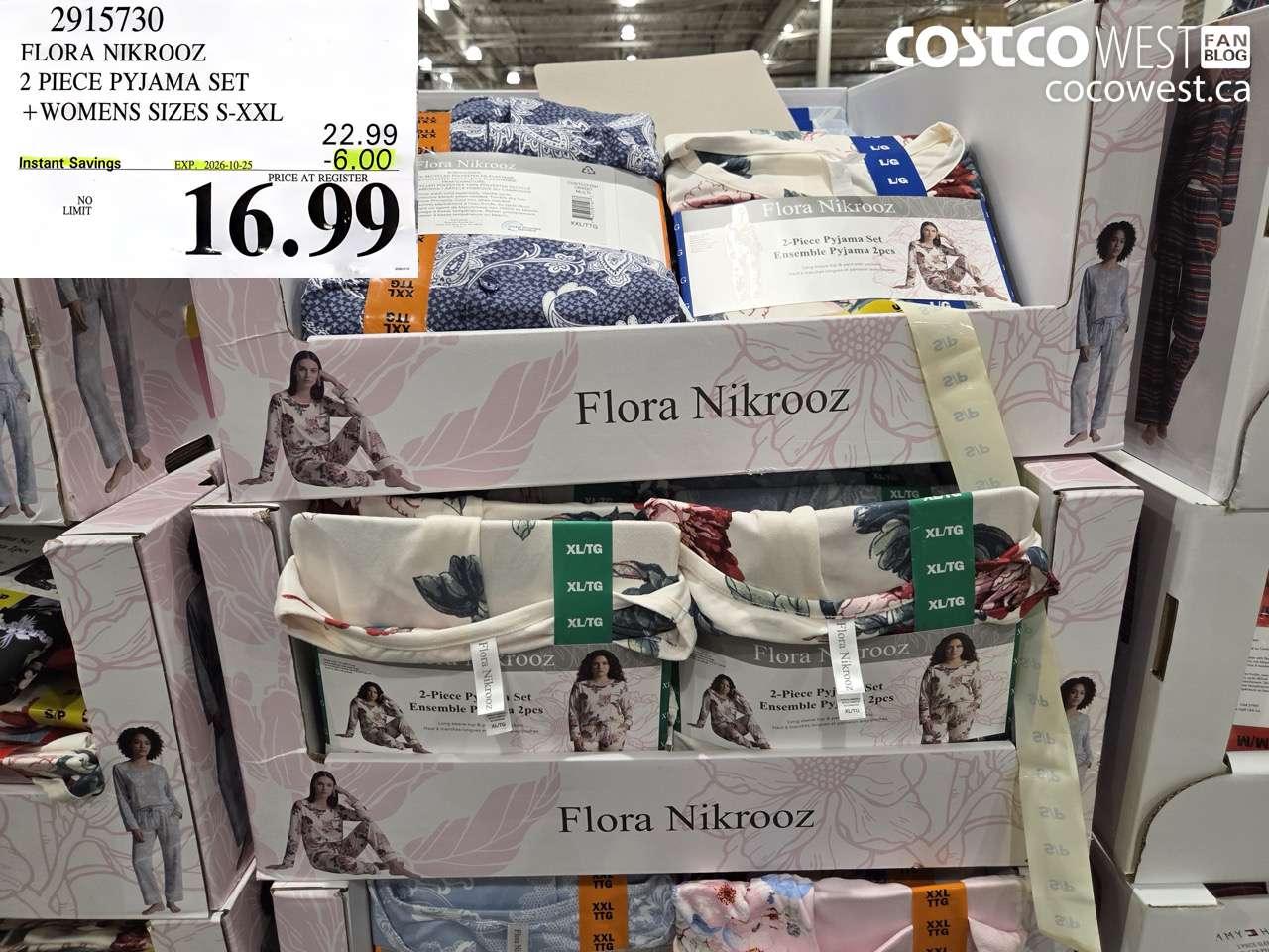 2915730 FLORA NIKROOZ 2 PIECE PYJAMA SET WOMENS SIZES S-XXL ($6.00 INSTANT SAVINGS EXPIRES ON 2026-10-25) $16.99
