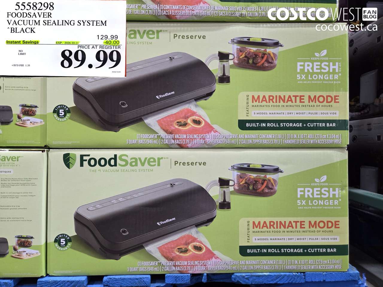 5558298 FOODSAVER VACUUM SEALING SYSTEM BLACK ($40.00 INSTANT SAVINGS EXPIRES ON 2026-10-11) $89.99