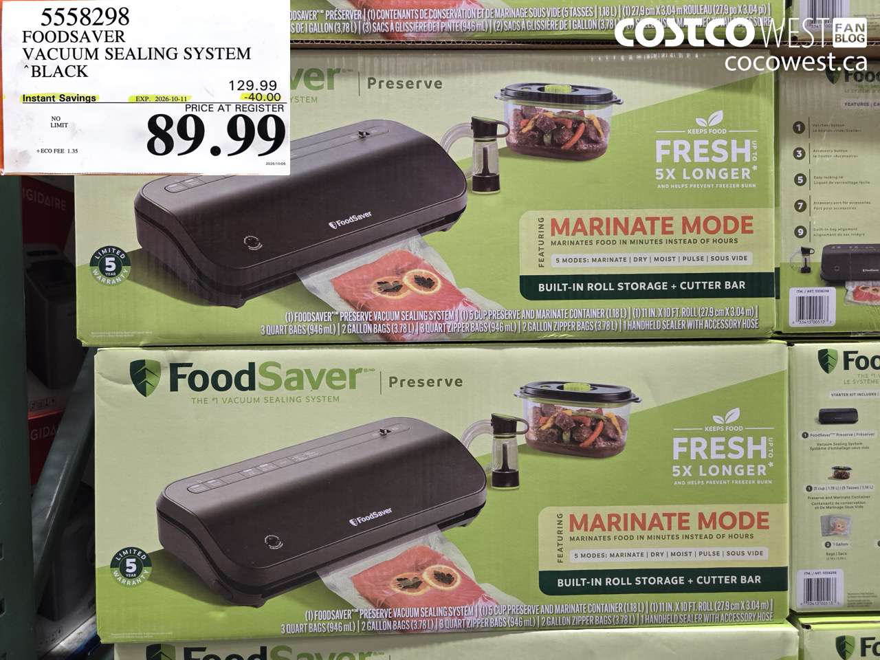 5558298 FOODSAVER VACUUM SEALING SYSTEM BLACK ($40.00 INSTANT SAVINGS EXPIRES ON 2026-10-11) $89.99