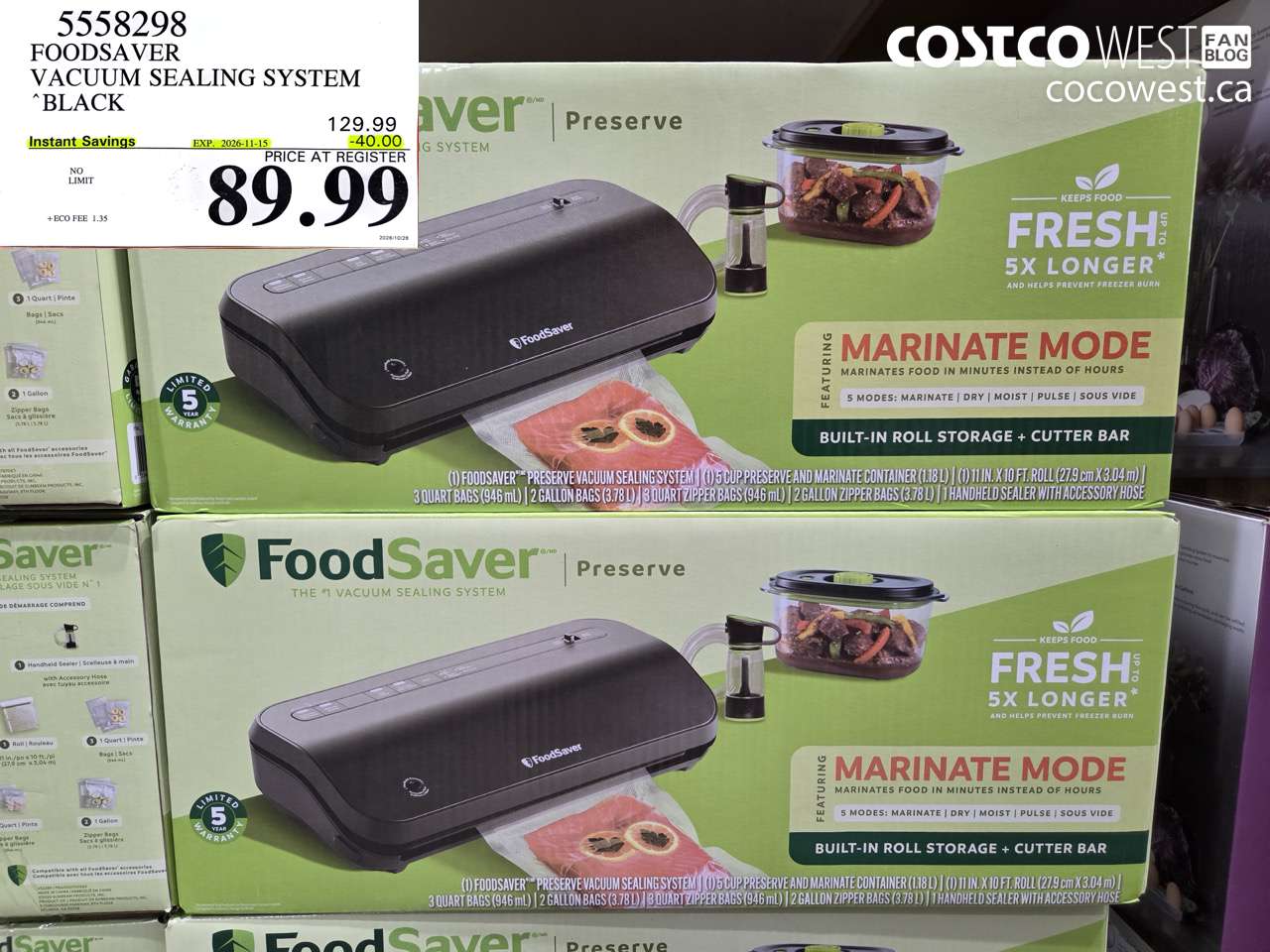 5558298 FOODSAVER VACUUM SEALING SYSTEM BLACK ($40.00 INSTANT SAVINGS EXPIRES ON 2026-11-15) $89.99