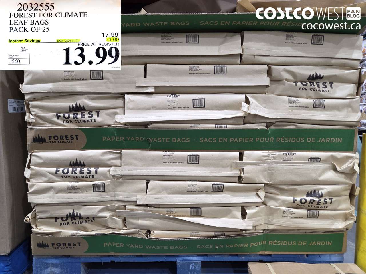 2032555 FOREST FOR CLIMATE LEAF BAGS PACK OF 25 ($4.00 INSTANT SAVINGS EXPIRES ON 2026-11-01) $13.99