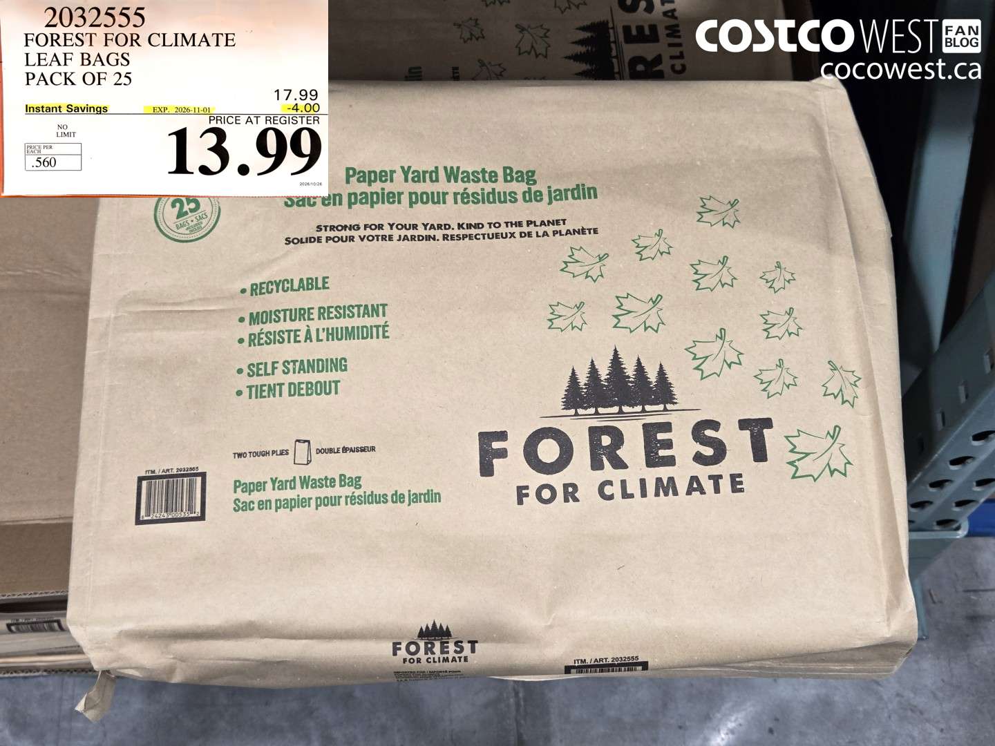 2032555 FOREST FOR CLIMATE LEAF BAGS PACK OF 25 ($4.00 INSTANT SAVINGS EXPIRES ON 2026-11-01) $13.99