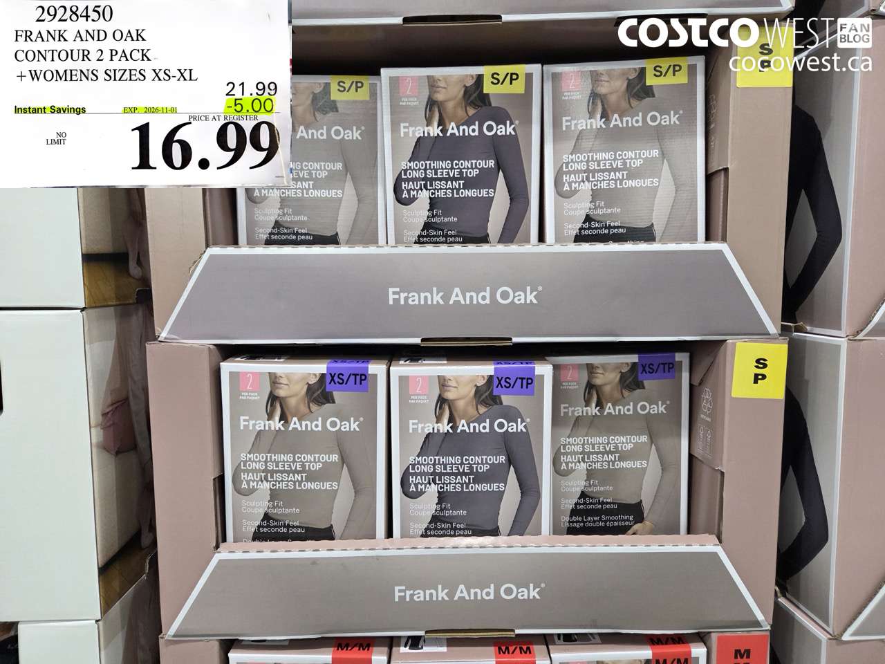 2928450 FRANK AND OAK CONTOUR 2 PACK WOMENS SIZES XS-XL ($5.00 INSTANT SAVINGS EXPIRES ON 2026-11-01) $16.99