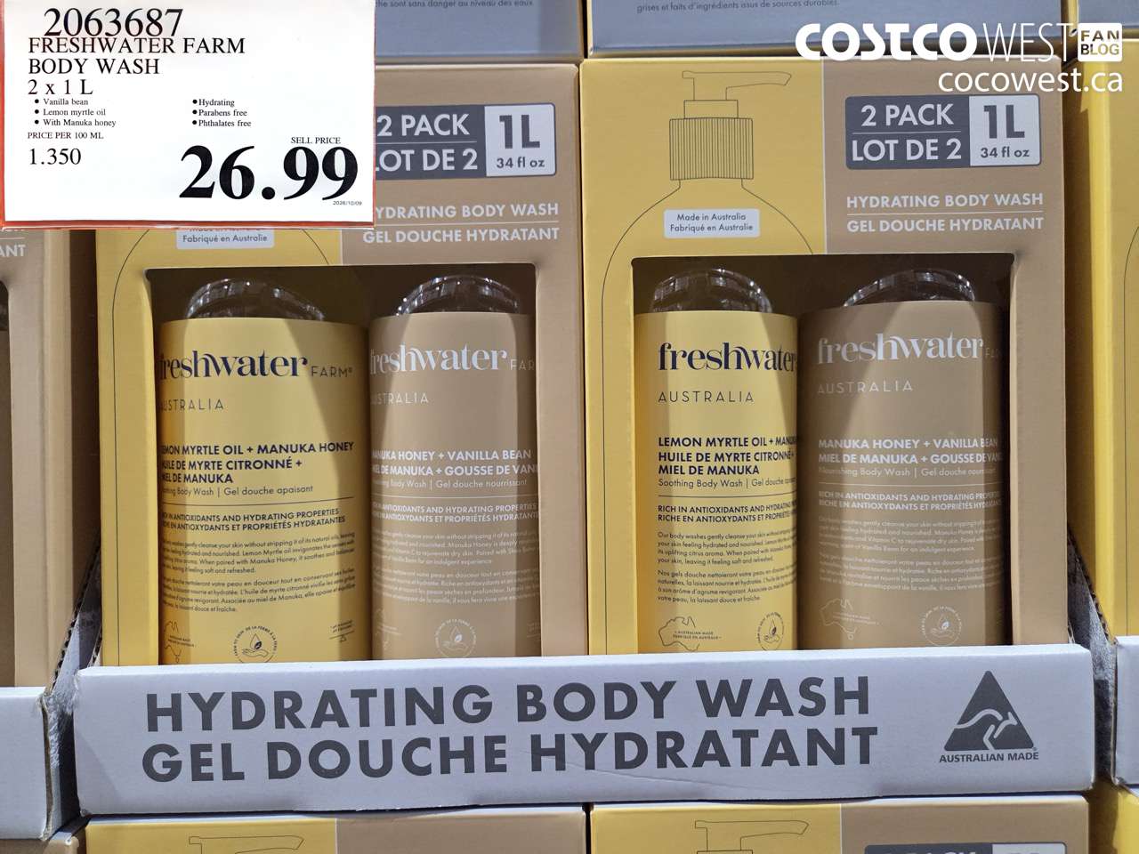 2063687 FRESHWATER FARM BODY WASH 2 X 1 L $26.99