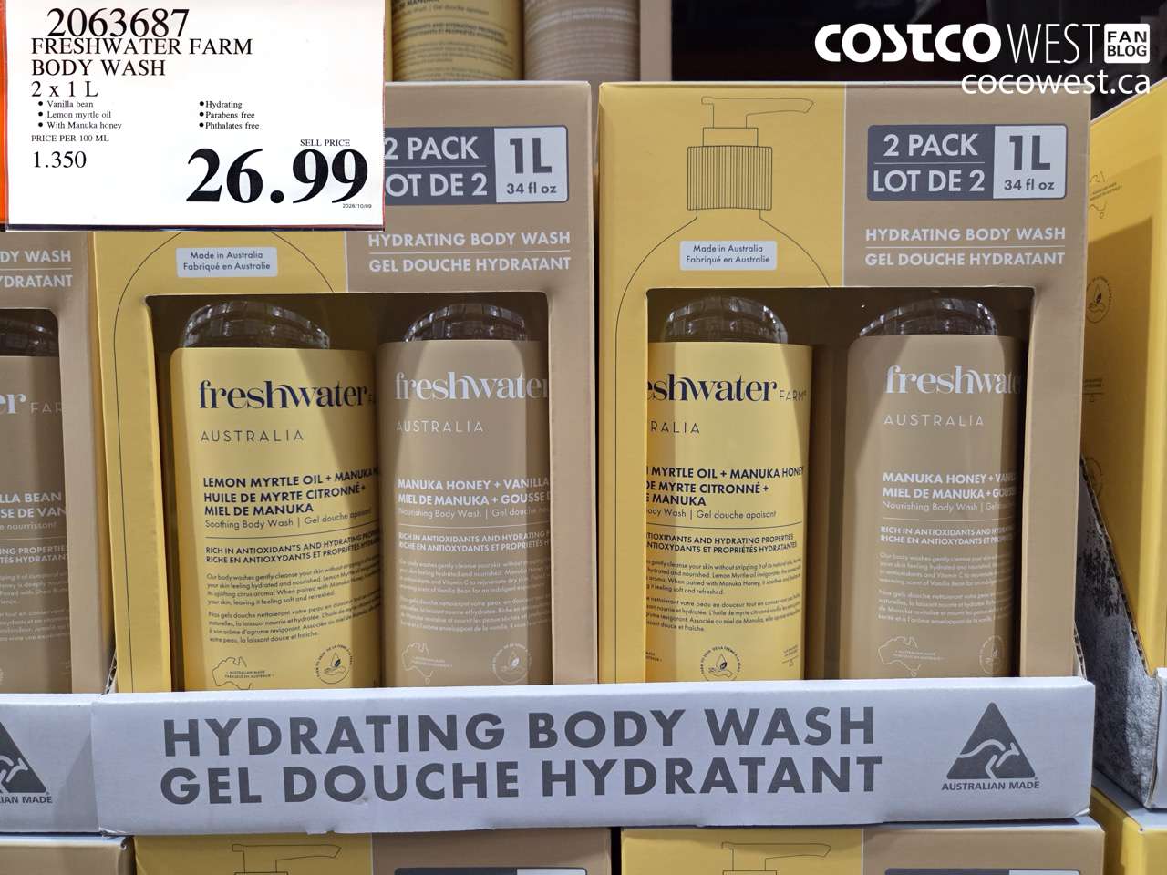 2063687 FRESHWATER FARM BODY WASH 2 X 1 L $26.99