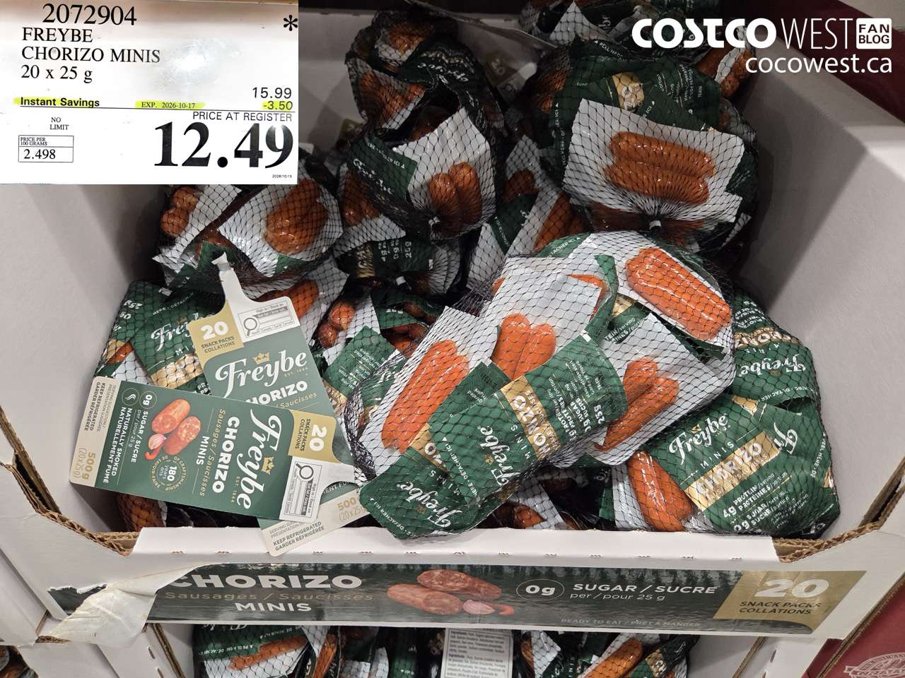 2072904 FREYBE CHORIZO MINIS 20 X 25 G ($3.50 INSTANT SAVINGS EXPIRES ON 2026-10-17) $12.49