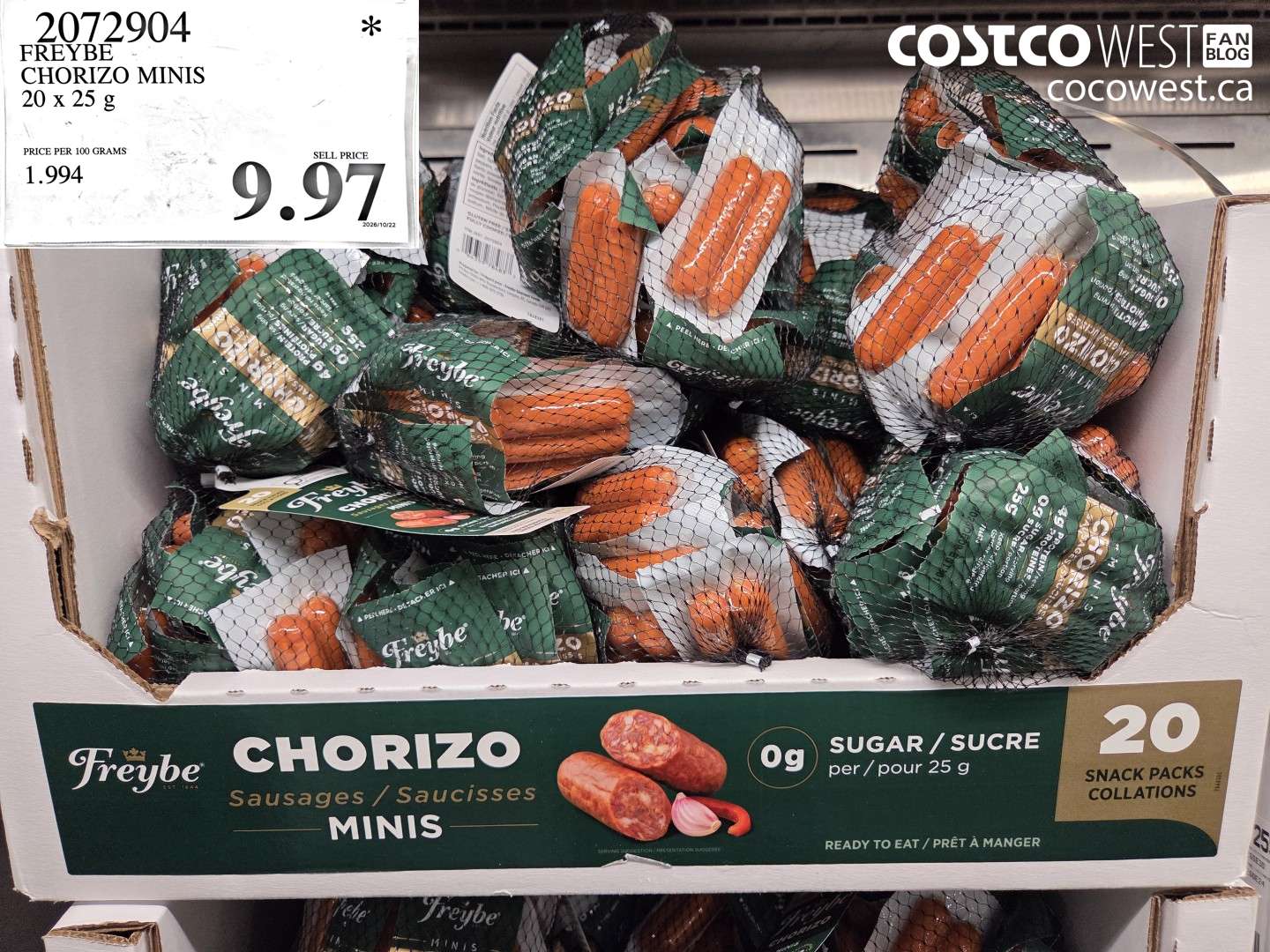 2072904 FREYBE CHORIZO MINIS 20 X 25 G $9.97