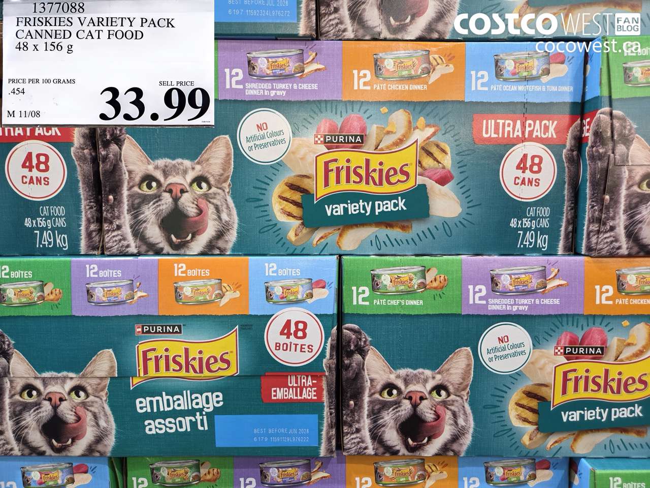 1377088 FRISKIES VARIETY PACK CANNED CAT FOOD 48 X 156 G $33.99