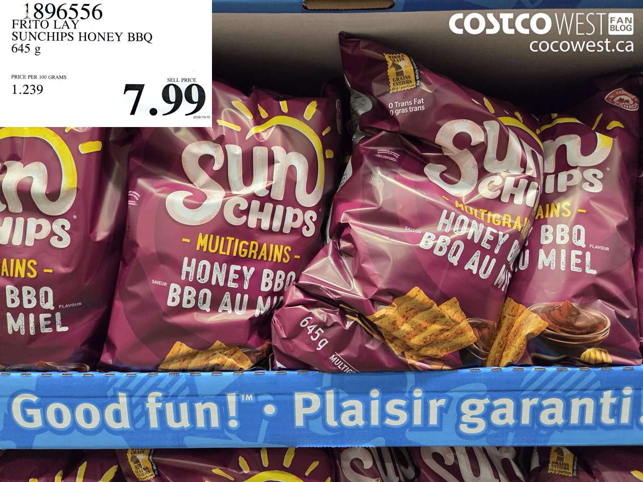 1896556 FRITO LAY SUNCHIPS HONEY BBQ 645 G $7.99