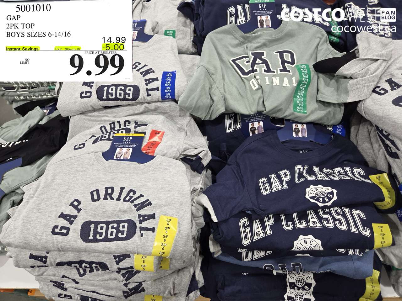 5001010 GAP 2PK TOP BOYS SIZES 6-14/16 ($5.00 INSTANT SAVINGS EXPIRES ON 2026-10-18) $9.99