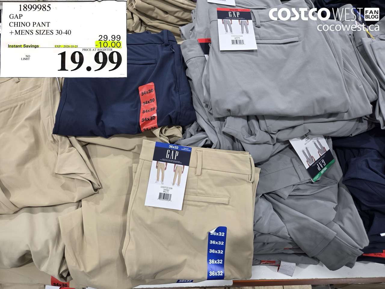 1899985 GAP CHINO PANT MENS SIZES 30-40 ($10.00 INSTANT SAVINGS EXPIRES ON 2026-10-25) $19.99
