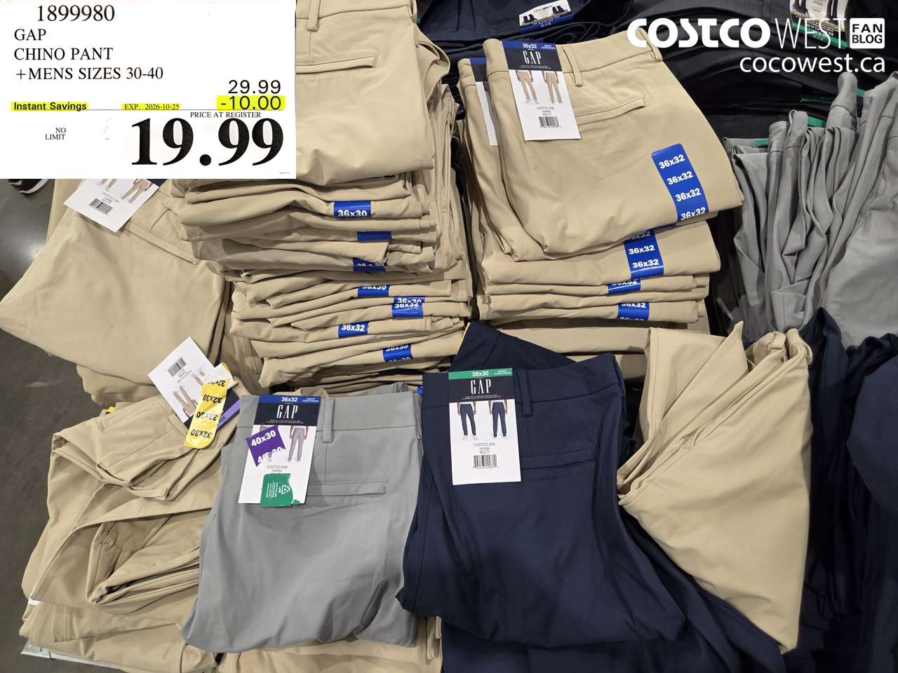 1899980 GAP CHINO PANT +MENS SIZES 30-40 ($10.00 INSTANT SAVINGS EXPIRES ON 2026-10-25) $19.99