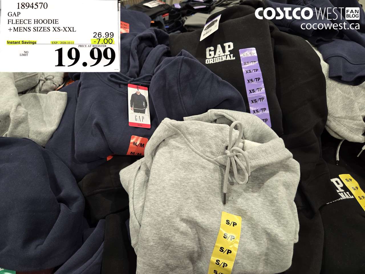 1894570 GAP FLEECE HOODIE MENS SIZES XS-XXL ($7.00 INSTANT SAVINGS EXPIRES ON 2026-10-11) $19.99