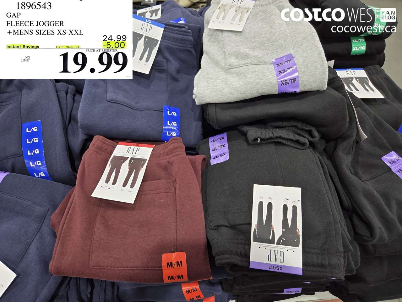 1896543 GAP FLEECE JOGGER MENS SIZES XS-XXL ($5.00 INSTANT SAVINGS EXPIRES ON 2026-10-11) $19.99