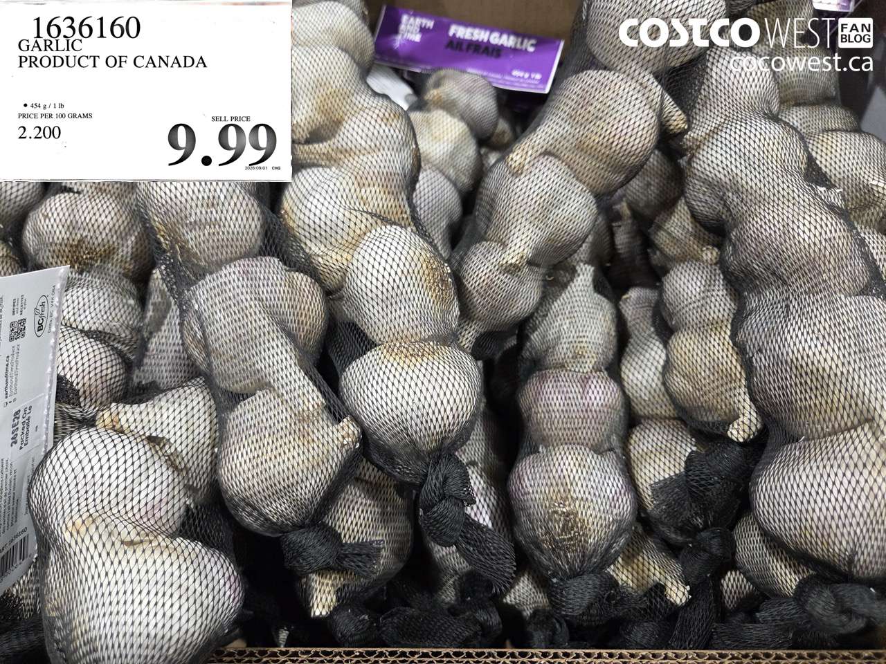 1636160 GARLIC PRODUCT OF CANADA $9.99