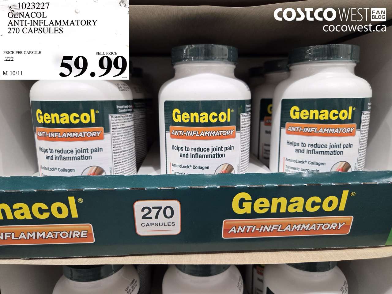 1023227 GENACOL ANTI-INFLAMMATORY 270 CAPSULES $59.99