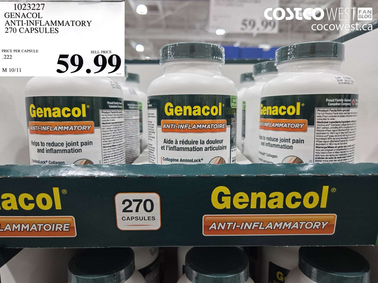 1023227 GENACOL ANTI-INFLAMMATORY 270 CAPSULES $59.99