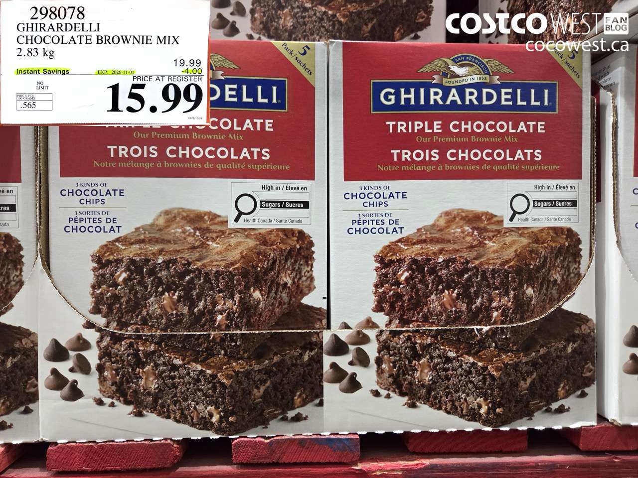298078 GHIRARDELLI CHOCOLATE BROWNIE MIX 2.83 KG ($4.00 INSTANT SAVINGS EXPIRES ON 2026-11-01) $15.99