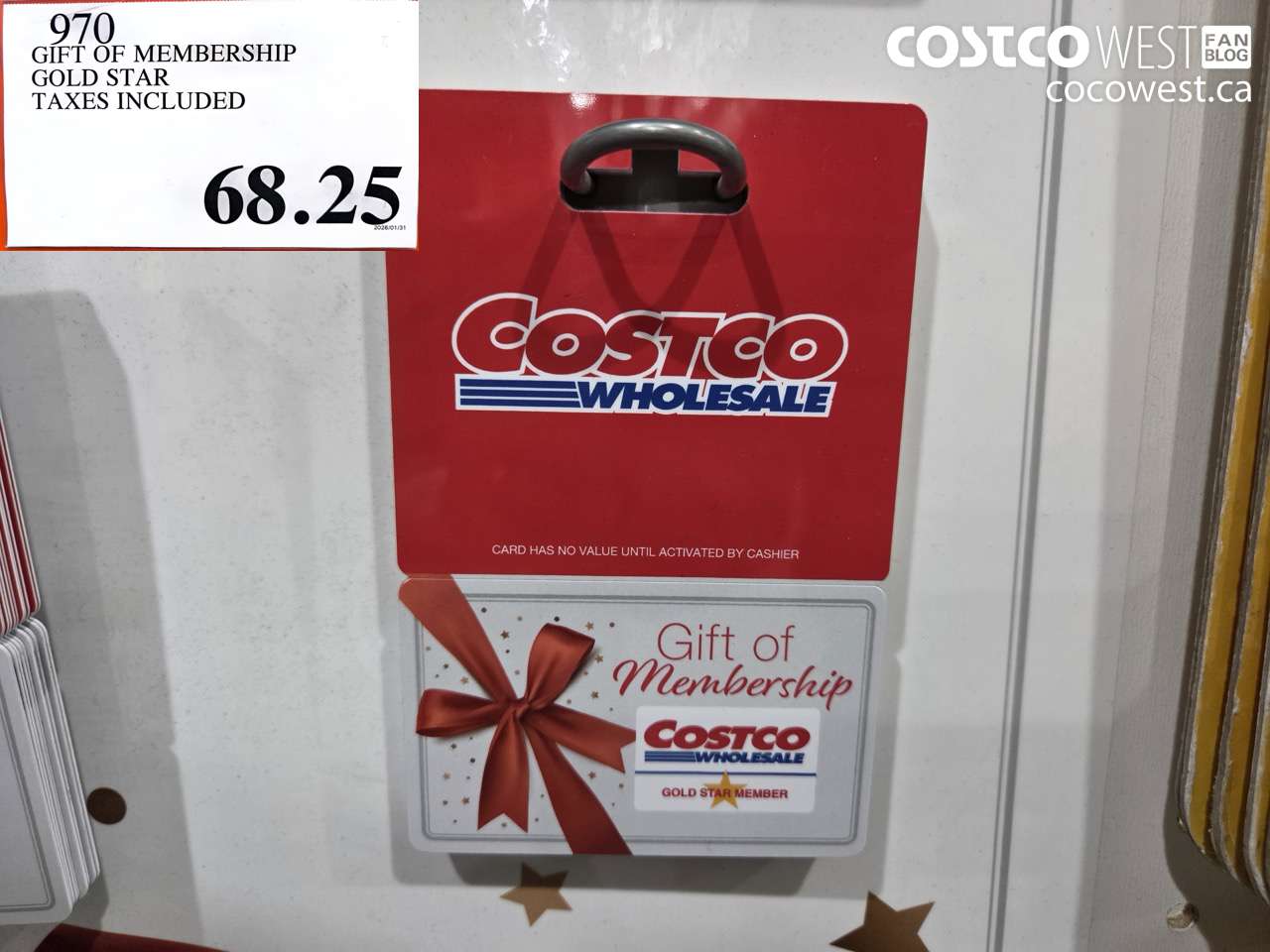 970 GIFT OF MEMBERSHIP GOLD STAR TAXES INCLUDED $68.25